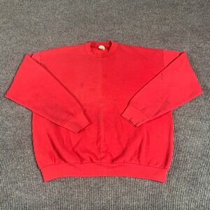 VTG Hanes Sweatshirt Adult Extra Large Red‎ Crewneck Pullover Blank Retro 90s